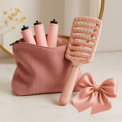 Cura Heatless Curling Rods | Soft Foam Rollers with Clips, Flexible and Travel-Friendly - Hartwella