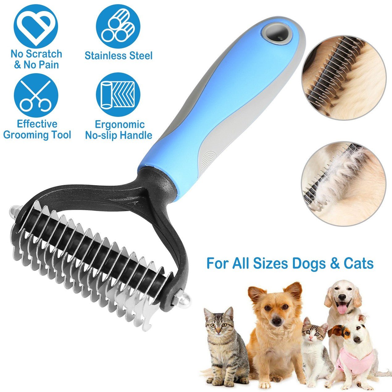 Dapper Dog Brush | 2 - in - 1 Deshedding and Undercoat Rake for Medium to Large Dogs - Hartwella