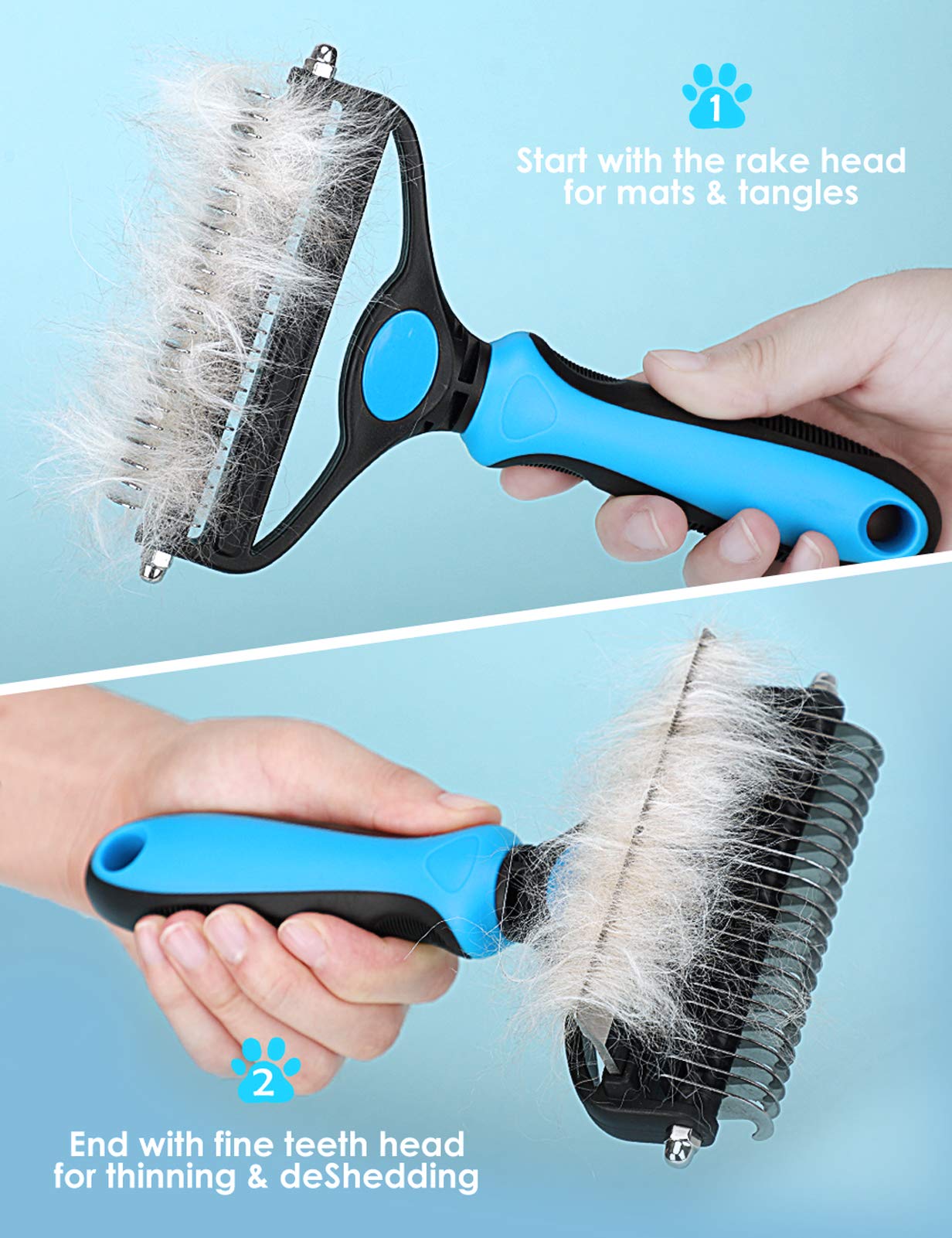 Dapper Dog Brush | 2 - in - 1 Deshedding and Undercoat Rake for Medium to Large Dogs - Hartwella