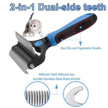 Dapper Dog Brush | 2 - in - 1 Deshedding and Undercoat Rake for Medium to Large Dogs - Hartwella