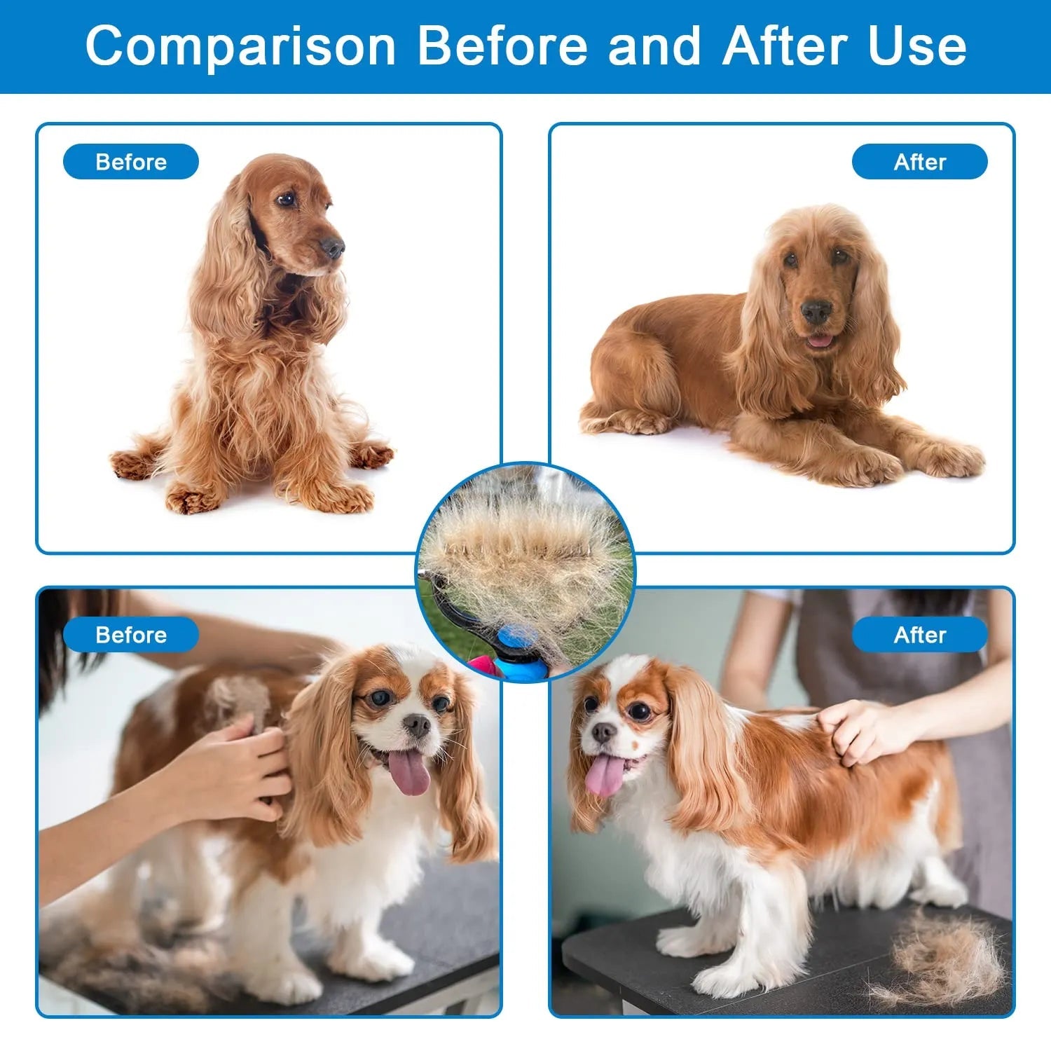 Dapper Dog Brush | 2 - in - 1 Deshedding and Undercoat Rake for Medium to Large Dogs - Hartwella