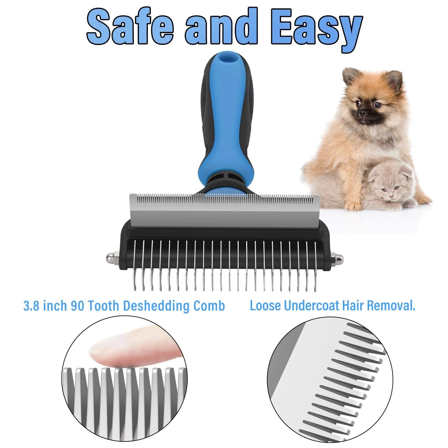 Dapper Dog Brush | 2 - in - 1 Deshedding and Undercoat Rake for Medium to Large Dogs - Hartwella