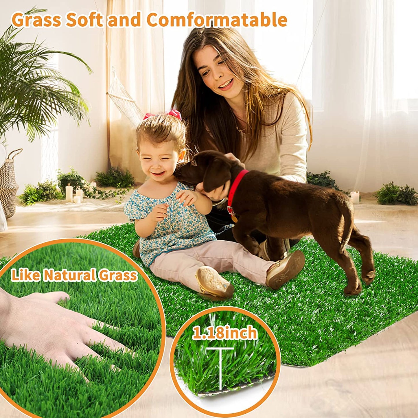Dapper Dog Turf | Indoor Potty Solution, Easy Clean Grass Pee Pads - Hartwella