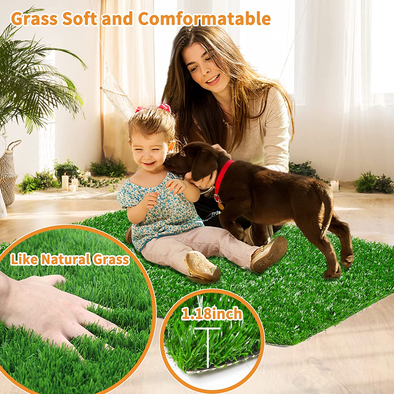 Dapper Dog Turf | Indoor Potty Solution, Easy Clean Grass Pee Pads - Hartwella