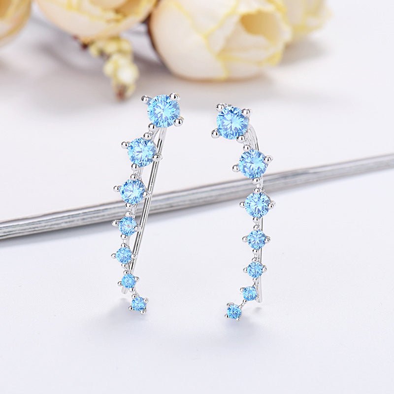 Dazzle Crawler Earrings for Women | Zirconia Stones, Unique Ear Climber Design - Hartwella