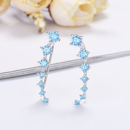 Dazzle Crawler Earrings for Women | Zirconia Stones, Unique Ear Climber Design - Hartwella