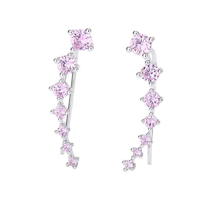 Dazzle Crawler Earrings for Women | Zirconia Stones, Unique Ear Climber Design - Hartwella