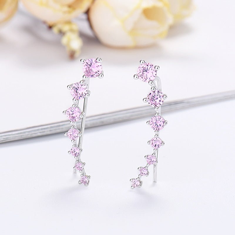 Dazzle Crawler Earrings for Women | Zirconia Stones, Unique Ear Climber Design - Hartwella