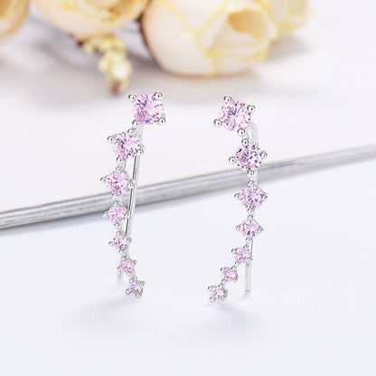 Dazzle Crawler Earrings for Women | Zirconia Stones, Unique Ear Climber Design - Hartwella