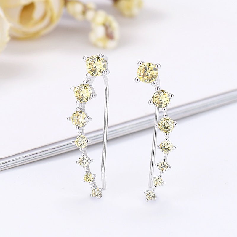 Dazzle Crawler Earrings for Women | Zirconia Stones, Unique Ear Climber Design - Hartwella