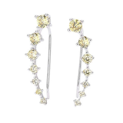 Dazzle Crawler Earrings for Women | Zirconia Stones, Unique Ear Climber Design - Hartwella