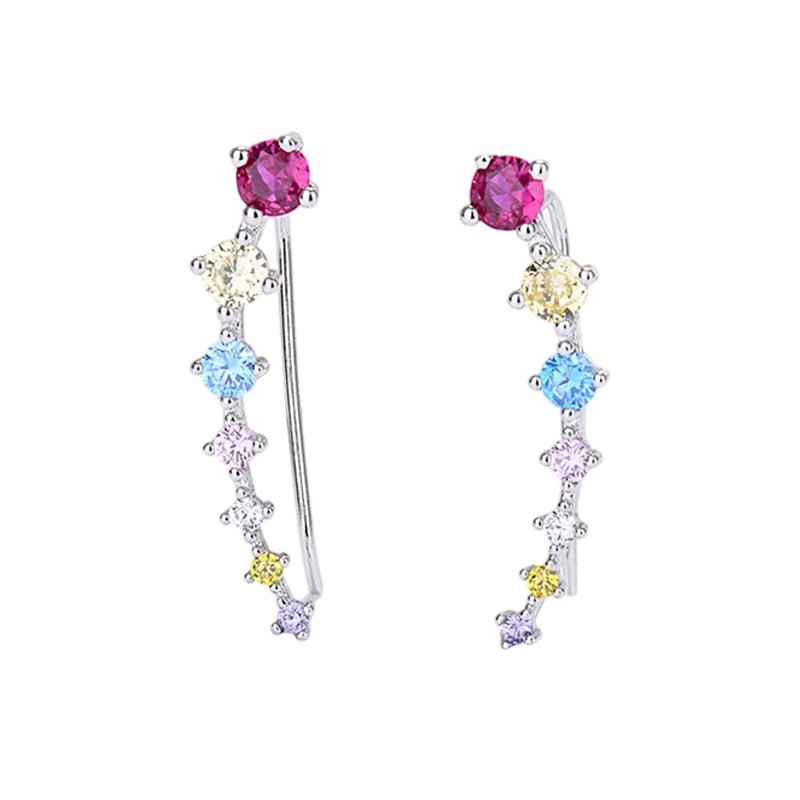 Dazzle Crawler Earrings for Women | Zirconia Stones, Unique Ear Climber Design - Hartwella