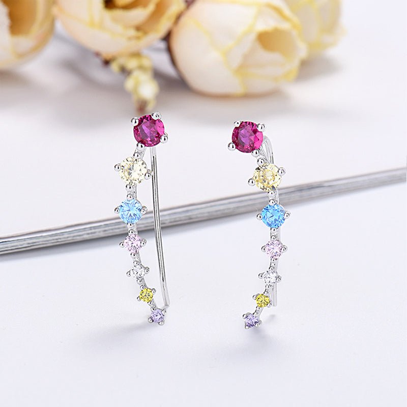 Dazzle Crawler Earrings for Women | Zirconia Stones, Unique Ear Climber Design - Hartwella