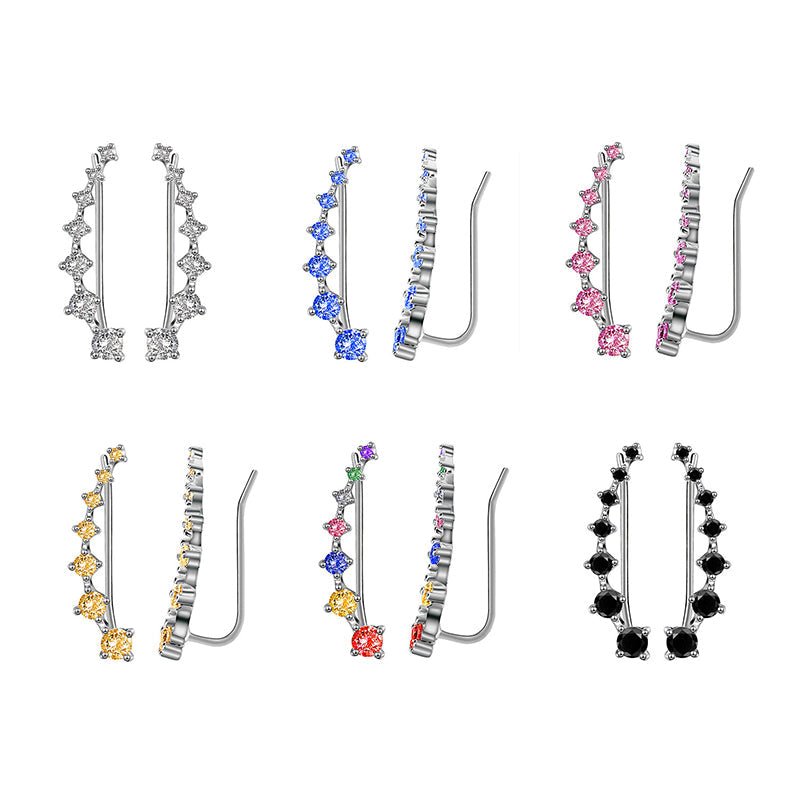 Dazzle Crawler Earrings for Women | Zirconia Stones, Unique Ear Climber Design - Hartwella