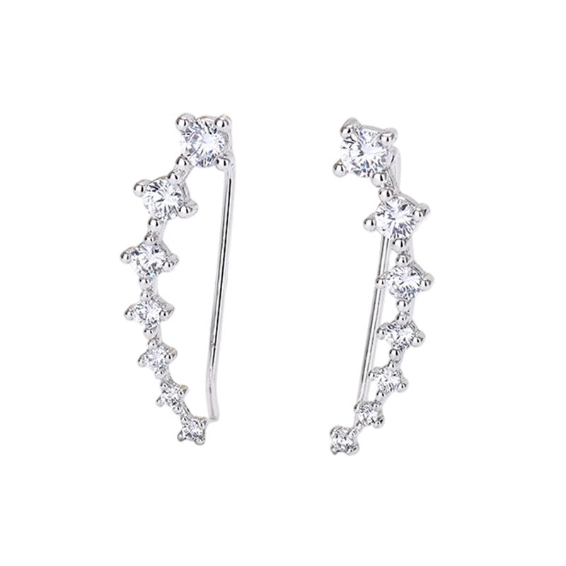Dazzle Crawler Earrings for Women | Zirconia Stones, Unique Ear Climber Design - Hartwella