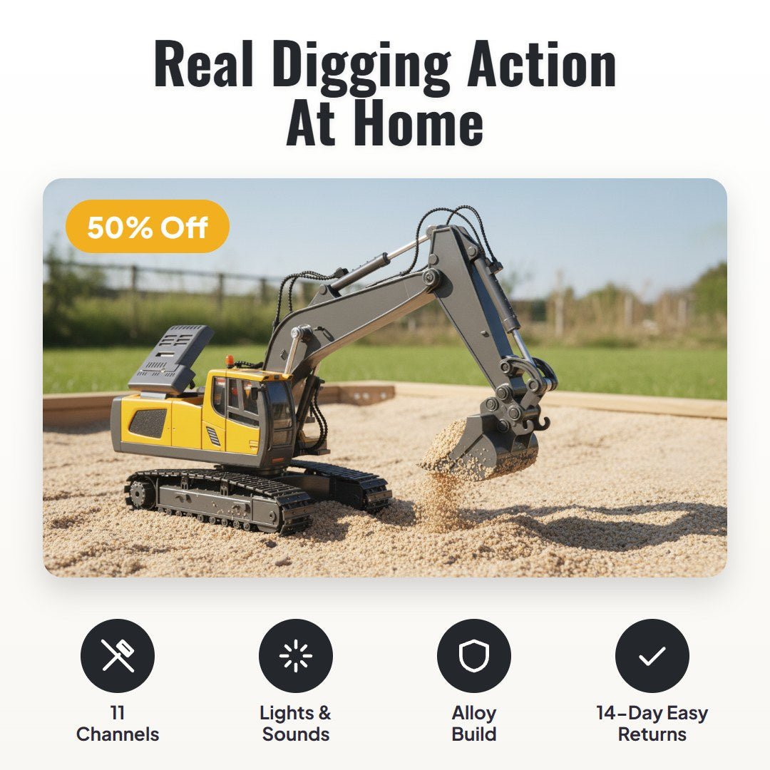 Diggo™ 1:20 RC Excavator (11 Channels) - Hartwella