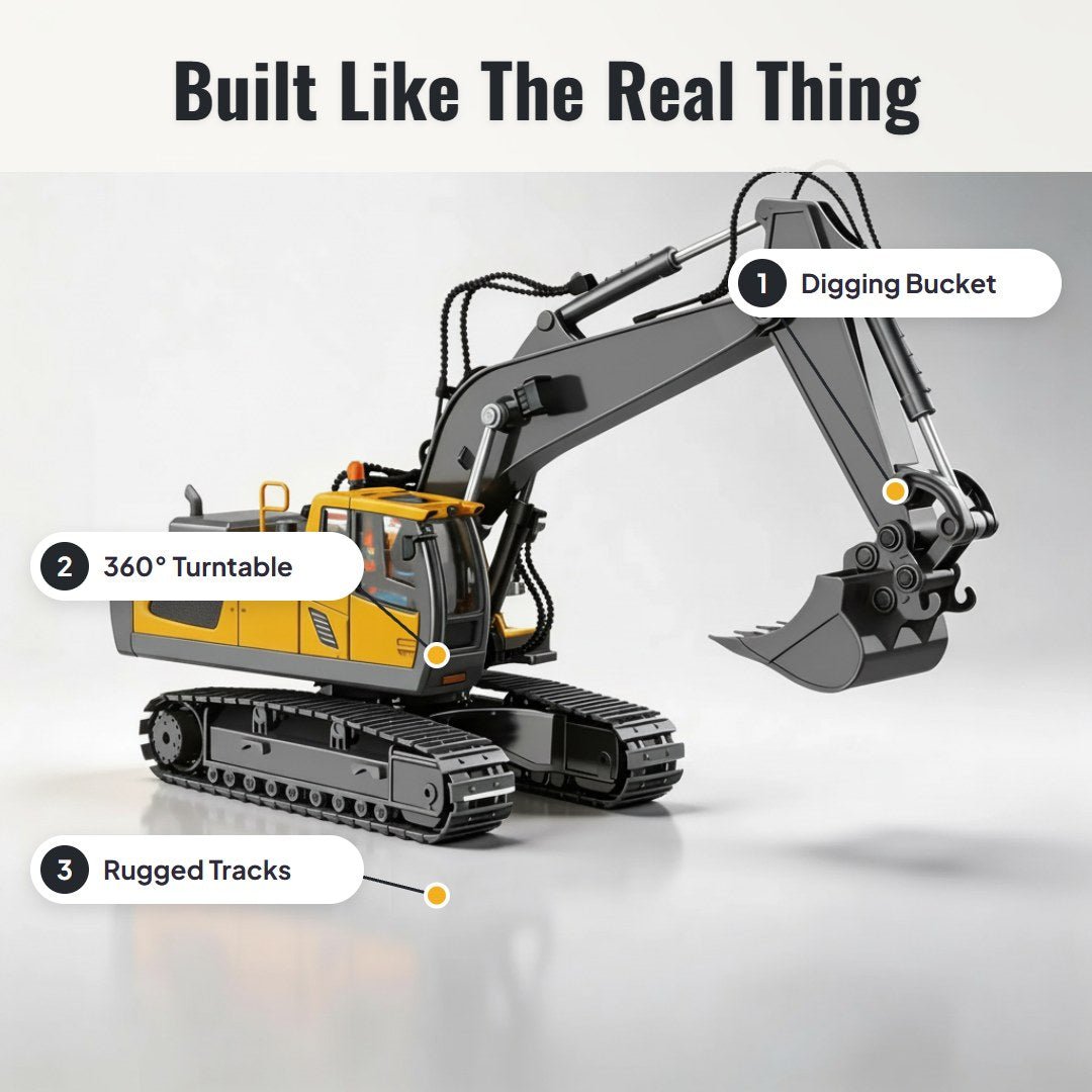 Diggo™ 1:20 RC Excavator (11 Channels) - Hartwella