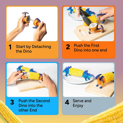 DinoGrip Corn Holders | Stainless Steel Prongs for Corn on the Cob - Hartwella