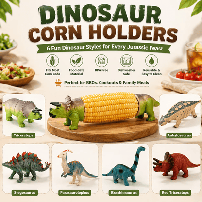 DinoGrip Corn Holders | Stainless Steel Prongs for Corn on the Cob - Hartwella