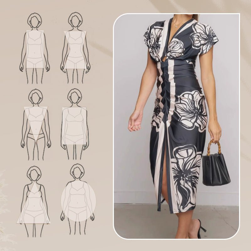 Diva Bodycon Maxi Dress | Deep V Neck, Bold Print - Hartwella