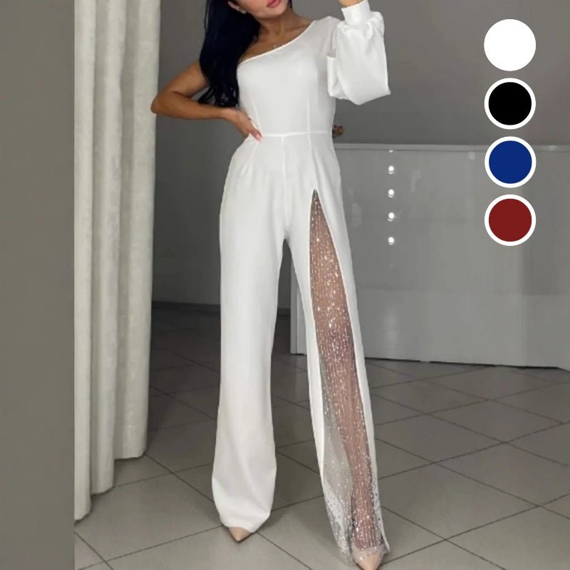Diva Flair Jumpsuit | Asymmetric One - Shoulder Design - Hartwella