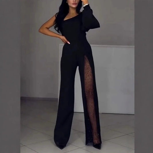 Diva Flair Jumpsuit | Asymmetric One - Shoulder Design - Hartwella