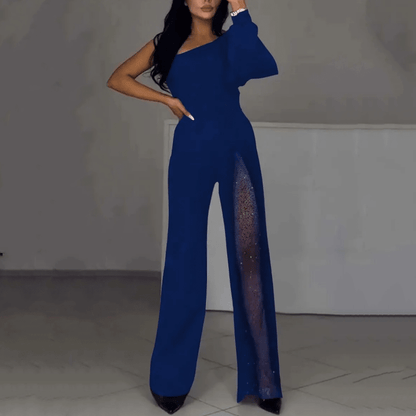 Diva Flair Jumpsuit | Asymmetric One - Shoulder Design - Hartwella