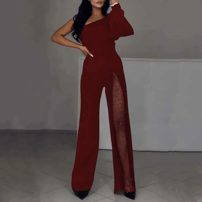 Diva Flair Jumpsuit | Asymmetric One - Shoulder Design - Hartwella