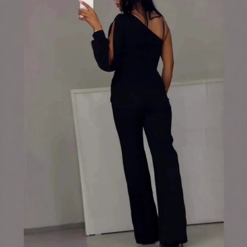 Diva Flair Jumpsuit | Asymmetric One - Shoulder Design - Hartwella