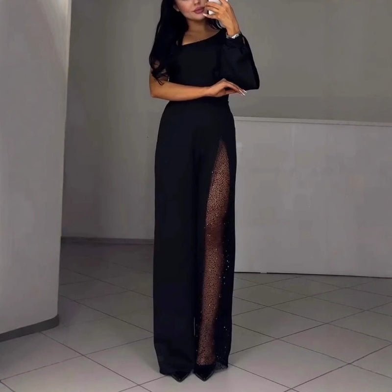 Diva Flair Jumpsuit | Asymmetric One - Shoulder Design - Hartwella
