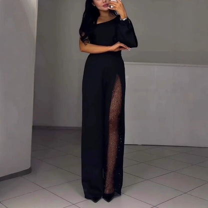 Diva Flair Jumpsuit | Asymmetric One - Shoulder Design - Hartwella