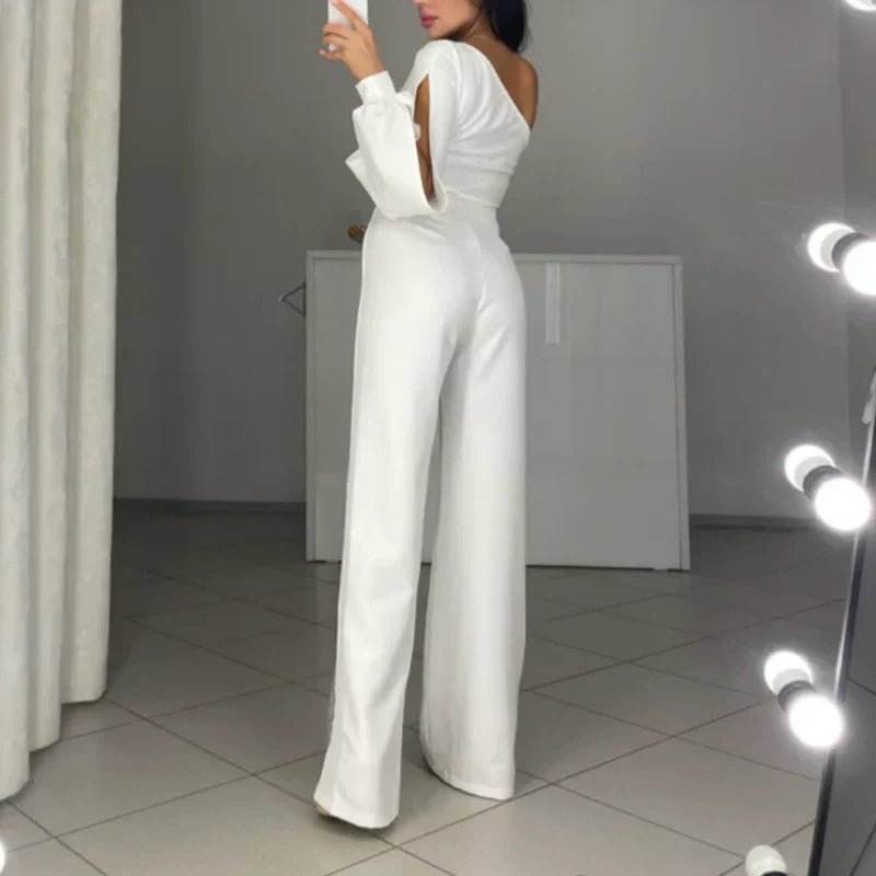 Diva Flair Jumpsuit | Asymmetric One - Shoulder Design - Hartwella