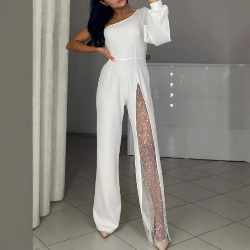 Diva Flair Jumpsuit | Asymmetric One - Shoulder Design - Hartwella