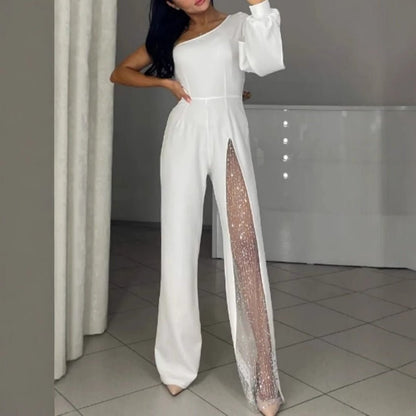 Diva Flair Jumpsuit | Asymmetric One - Shoulder Design - Hartwella