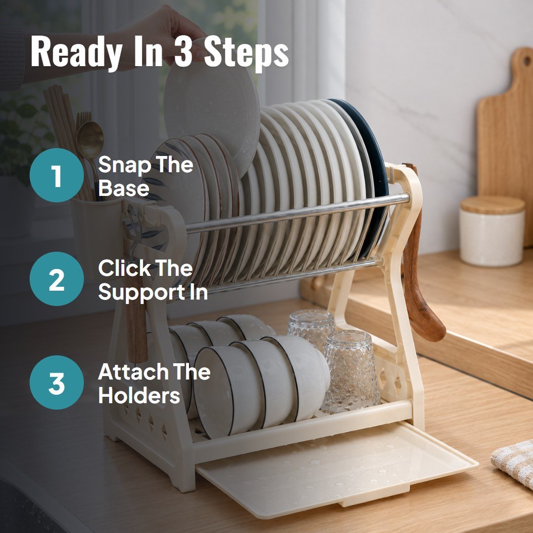 Driza™ Multi-Layer Steel Dish Drying Rack - Hartwella