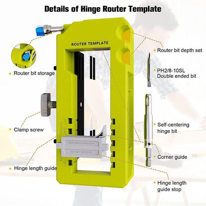 Dura Door Hinge Jig | Adjustable Router Tool for Precision Mortise Installation - Hartwella