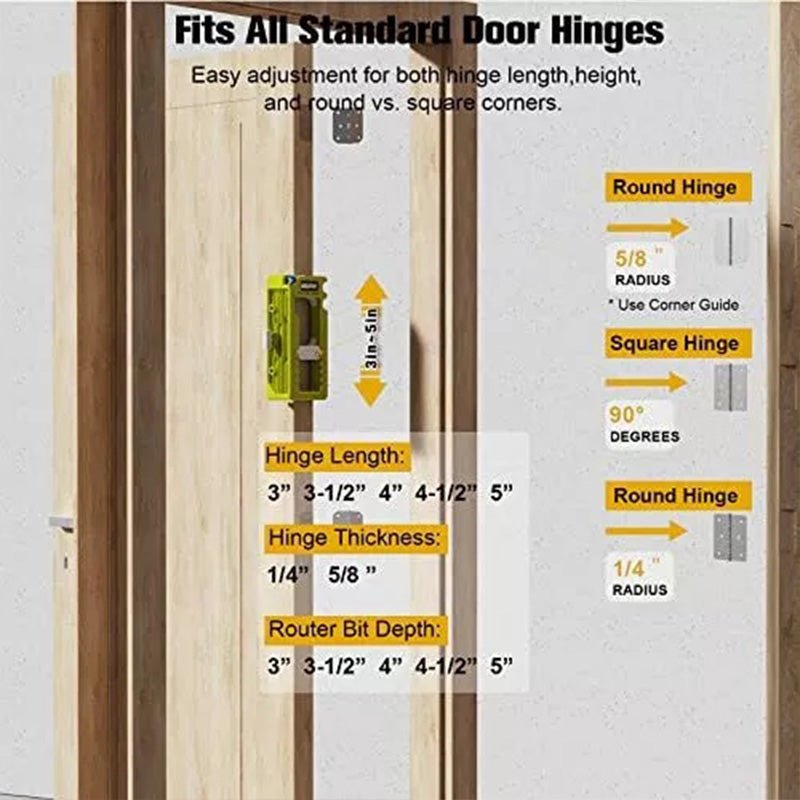 Dura Door Hinge Jig | Adjustable Router Tool for Precision Mortise Installation - Hartwella