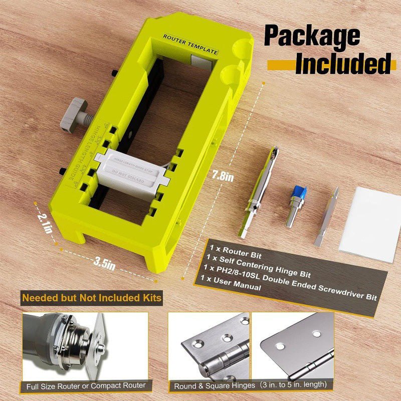 Dura Door Hinge Jig | Adjustable Router Tool for Precision Mortise Installation - Hartwella