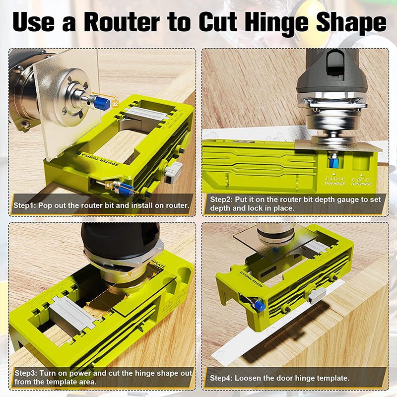 Dura Door Hinge Jig | Adjustable Router Tool for Precision Mortise Installation - Hartwella