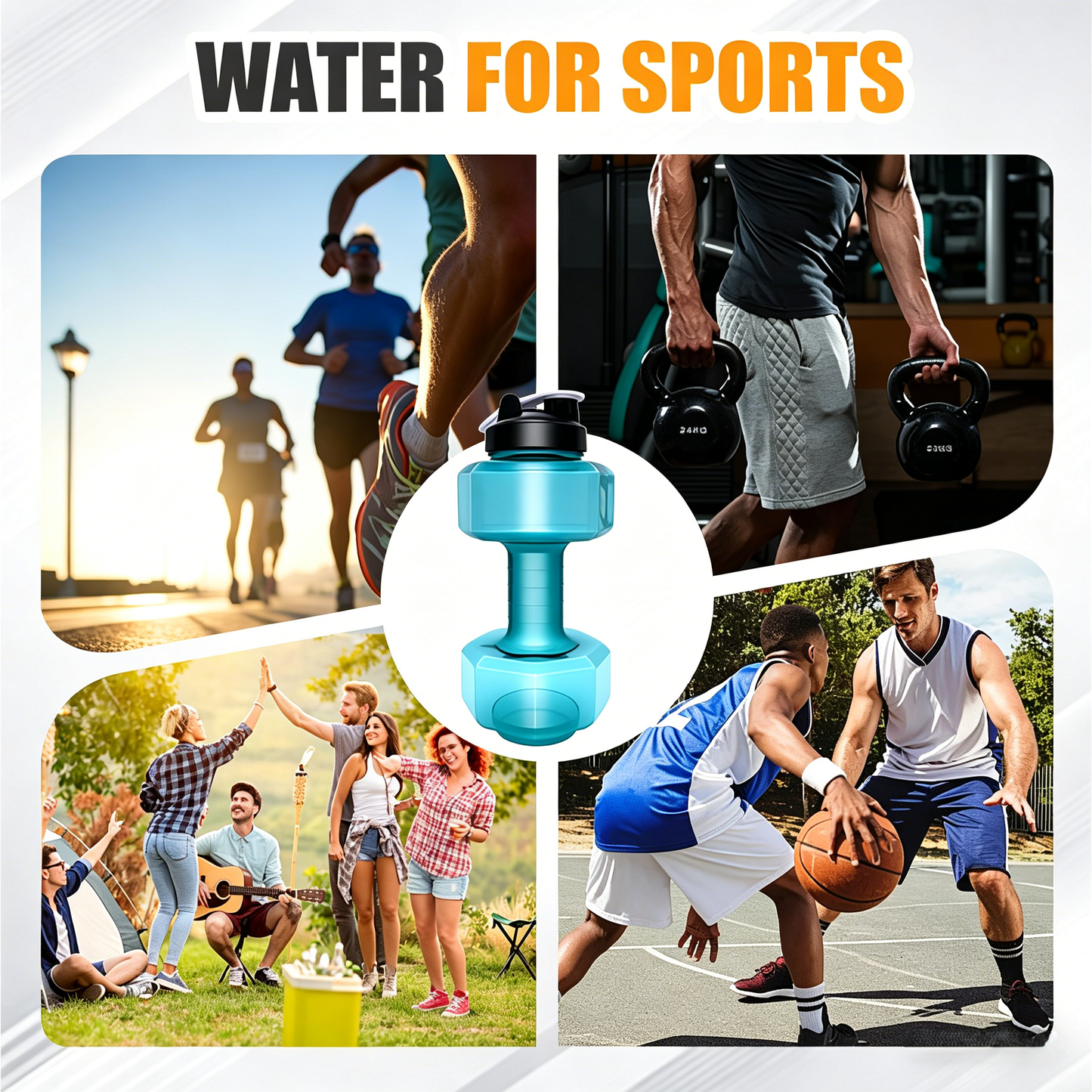 Dura Dumbbell Water Bottle | Ergonomic Design, BPA - Free, Flip - Top Spout - Hartwella