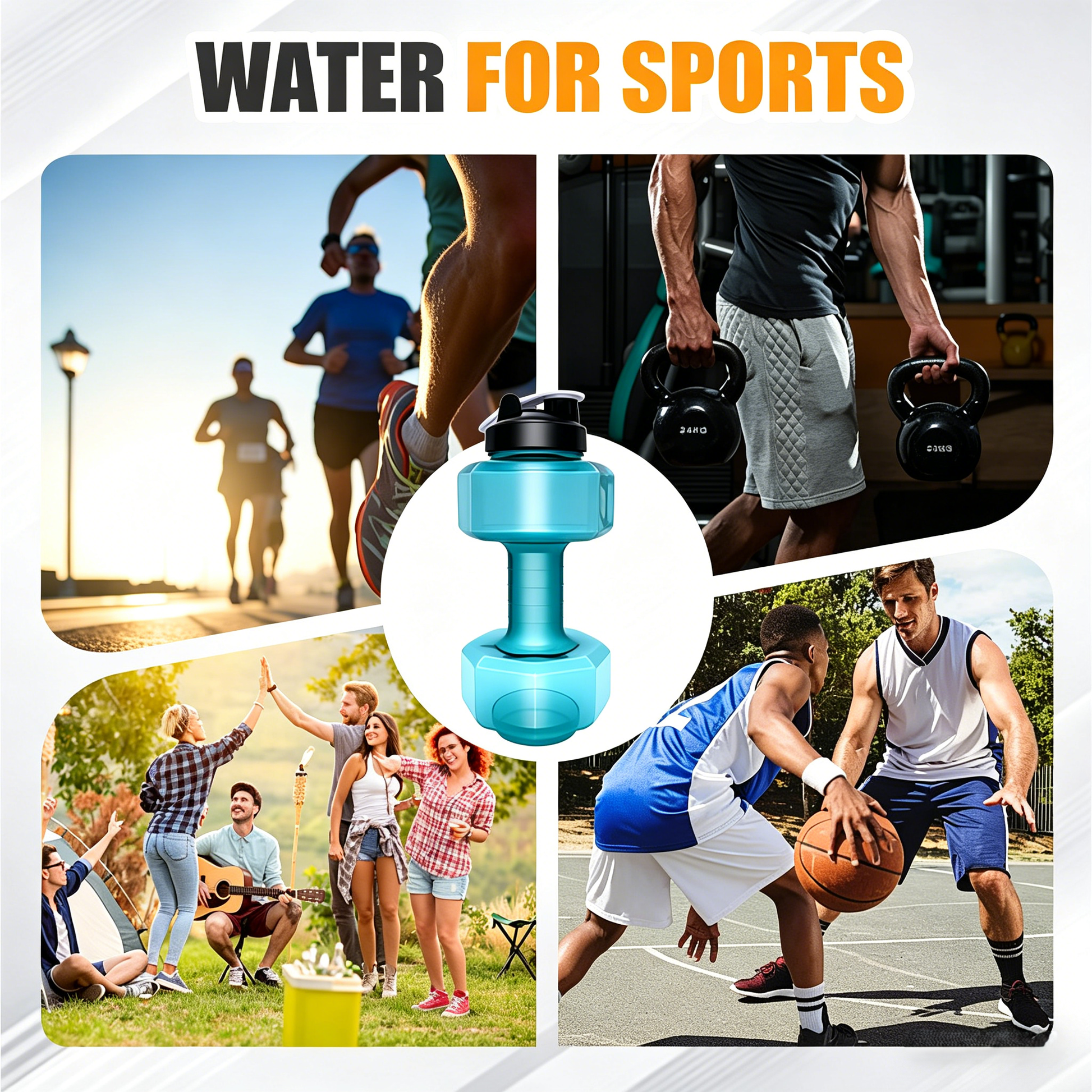 Dura Dumbbell Water Bottle | Ergonomic Design, BPA - Free, Flip - Top Spout - Hartwella
