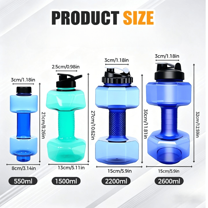 Dura Dumbbell Water Bottle | Ergonomic Design, BPA - Free, Flip - Top Spout - Hartwella