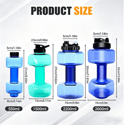 Dura Dumbbell Water Bottle | Ergonomic Design, BPA - Free, Flip - Top Spout - Hartwella