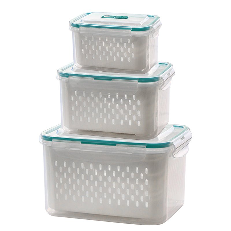 Dura Fresh Food Storage Container | 2 - in - 1 Draining Design, Airtight & Stackable - Hartwella