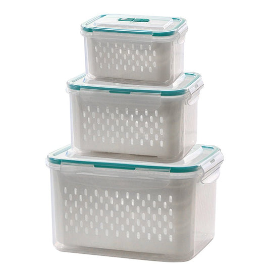 Dura Fresh Food Storage Container | 2 - in - 1 Draining Design, Airtight & Stackable - Hartwella