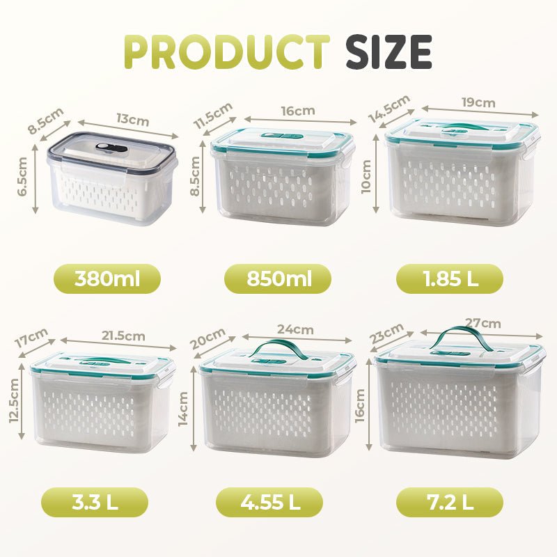 Dura Fresh Food Storage Container | 2 - in - 1 Draining Design, Airtight & Stackable - Hartwella