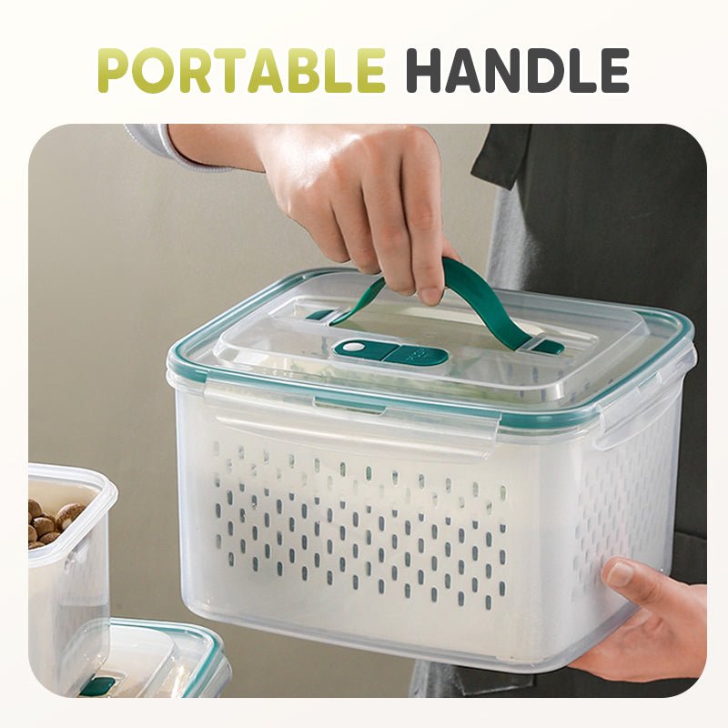 Dura Fresh Food Storage Container | 2 - in - 1 Draining Design, Airtight & Stackable - Hartwella