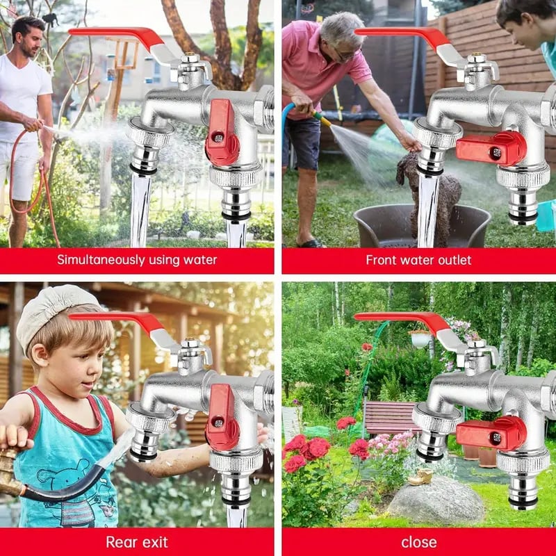 Dura Garden Faucet | Stainless Steel, Double Outlet Hose Bibs - Hartwella