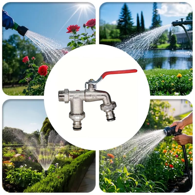 Dura Garden Faucet | Stainless Steel, Double Outlet Hose Bibs - Hartwella