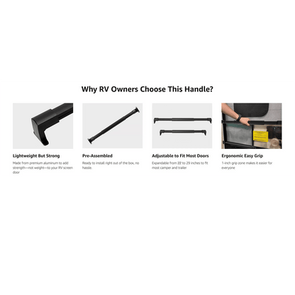 Dura Glide RV Handle | Lightweight Telescopic Aluminum for Screen Doors - Hartwella